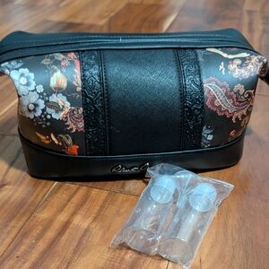 Robert Graham Pin Mount Logo Floral Bird Toiletry Bag With Travel Bottles Nwt❤️